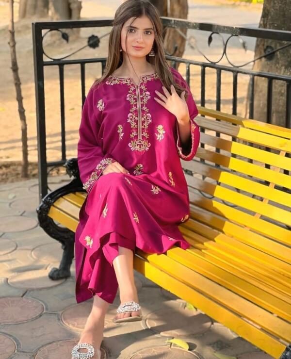 Magenta Stitched Winter 2-Piece Suit - Image 2