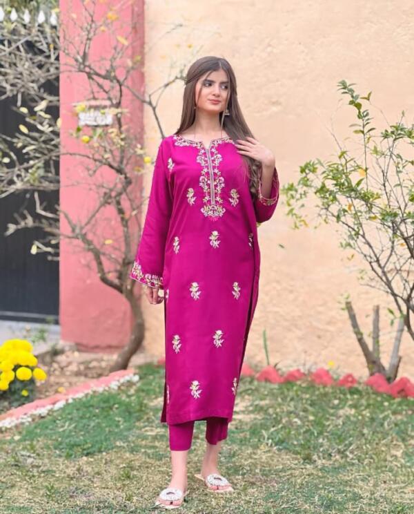 Magenta Stitched Winter 2-Piece Suit - Image 3