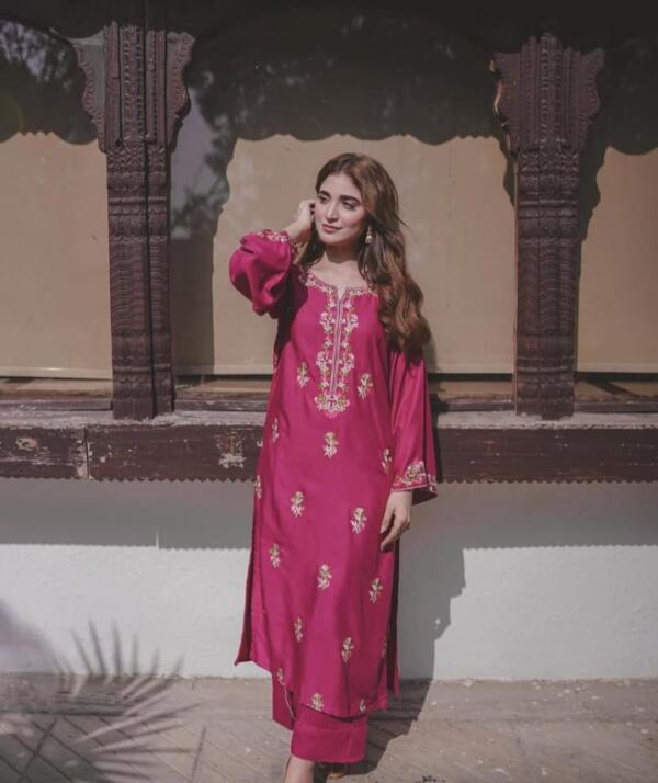 Magenta Stitched Winter 2-Piece Suit - Image 5