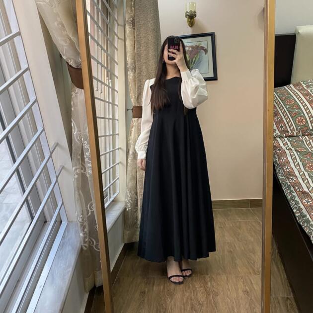 Chiffon-BLACK AND WHITE LOVE LONG MAXI