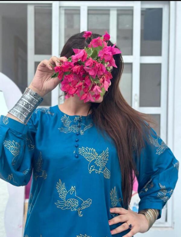 Stitched Summer Printed Suit 2Pcs - Image 5
