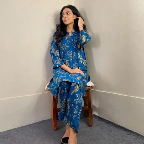 Stitched 2Pcs Summer Printed Suit - Image 5