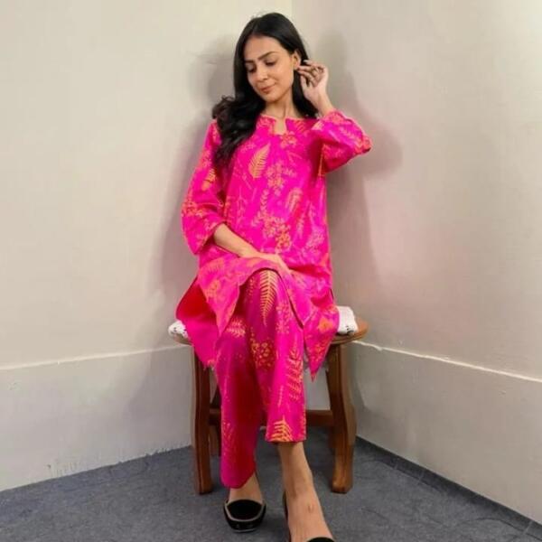 Stitched 2Pcs Summer Printed Suit - Image 6