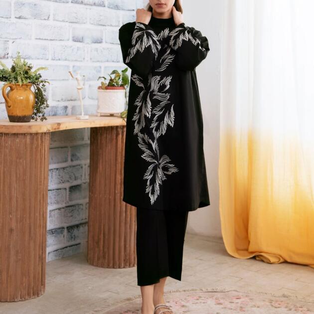 Linen 2pc... Embroidery shirt  Plain trouser