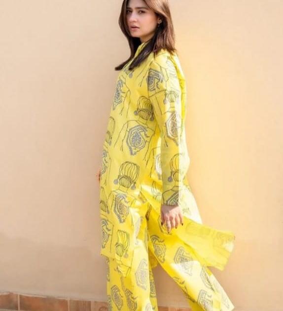 2Pcs Stitched Dure Fishan Linen Block Printed Shirt And Trouser