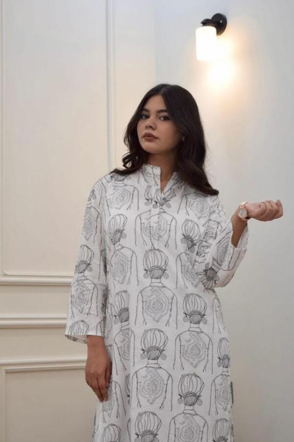 2Pcs Stitched Dure Fishan Linen Block Printed Shirt And Trouser - Image 5