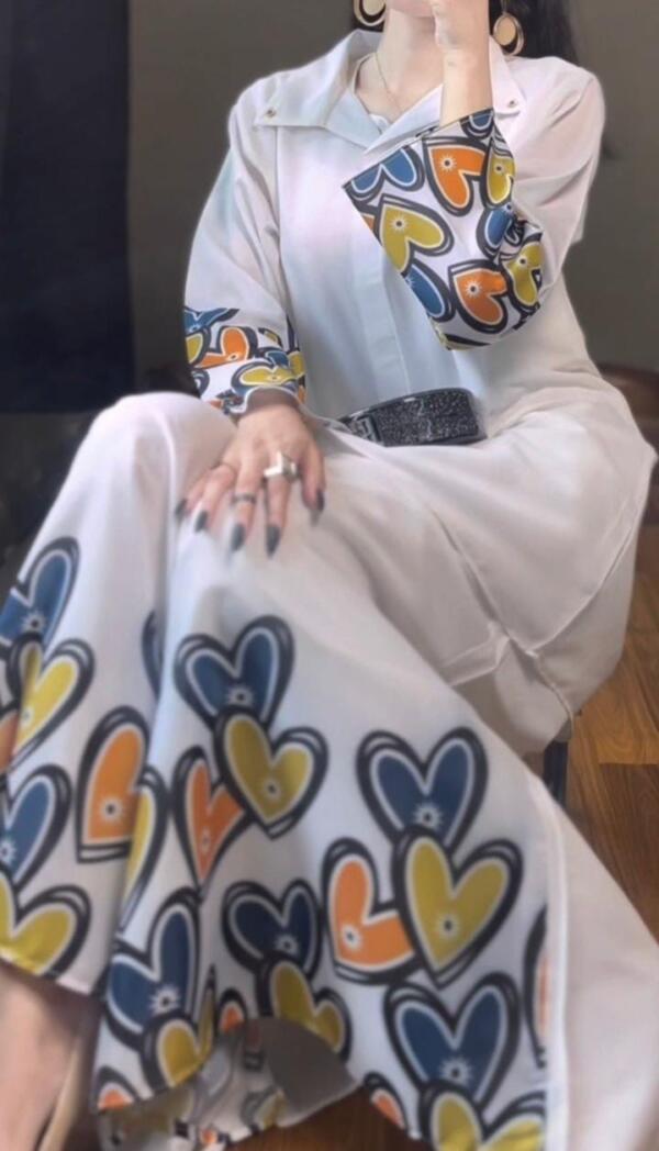 Heart Printed 2Pcs Grip Stitched Shirt And Trouser - Image 3