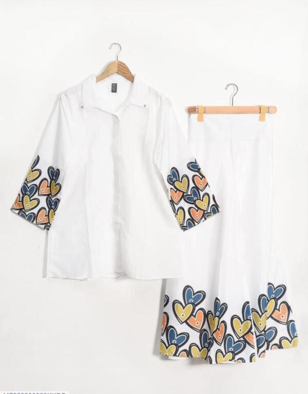 Heart Printed 2Pcs Grip Stitched Shirt And Trouser - Image 5