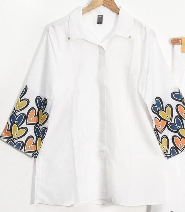 Heart Printed 2Pcs Grip Stitched Shirt And Trouser - Image 7