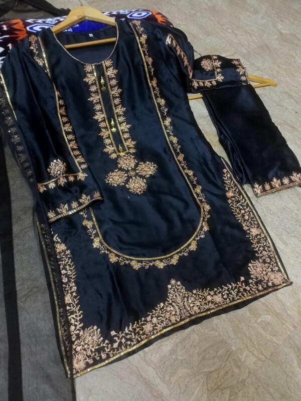 Sequence Embroidered on Shirt, Sleeves with Embroidered Trouser 3PCs - Image 8