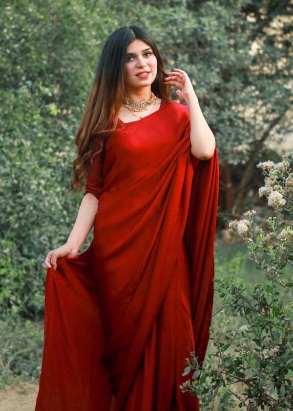 Red Silk Saree - Image 3