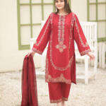 Sequence Embroidered on Shirt, Sleeves with Embroidered Trouser 3PCs - Image 7