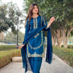 Sequence Embroidered on Shirt, Sleeves with Embroidered Trouser 3PCs - Image 5