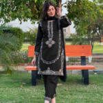 Sequence Embroidered on Shirt, Sleeves with Embroidered Trouser 3PCs - Image 2