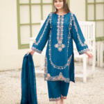 Sequence Embroidered on Shirt, Sleeves with Embroidered Trouser 3PCs - Image 3