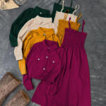 Kaaj Button Coaty with Gazzer Romper Frock 2PCs