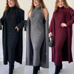 Winter Long BodyCon with Upper Coat 2Pcs